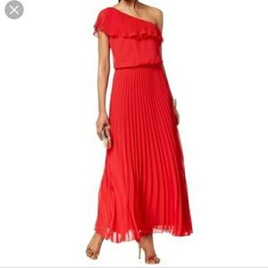 Xscape One Shoulder Chiffon Gown Pleated